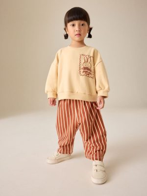 Miffy Light Yellow Stripe Sweatshirt and Wide Leg Set 