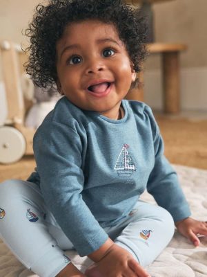 Blue Nautical Baby Top and Leggings Set 2 Piece