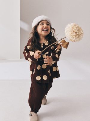 Brown/Cream Long Sleeve Blouse and Bloomer Trousers Set