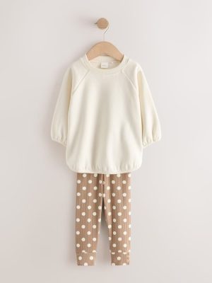 Cream Spot Sweatshirt and Leggings Set 