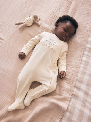 Neutral I Love My Daddy Two Way Zip Baby Sleepsuit