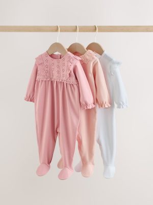 Pink Baby Sleepsuits 3 Pack