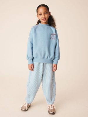 Blue Sweatshirt And Textured Trousers Set