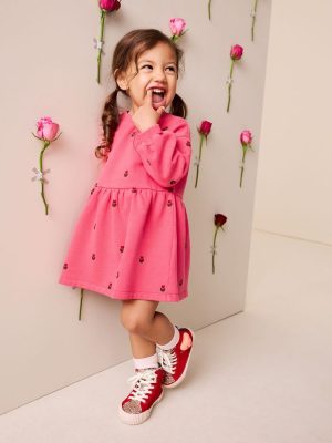 Pink Hearts Long Sleeve Sweat Dress