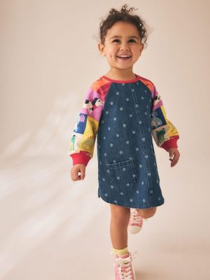 Animal Charcater Raglan Denim Dress