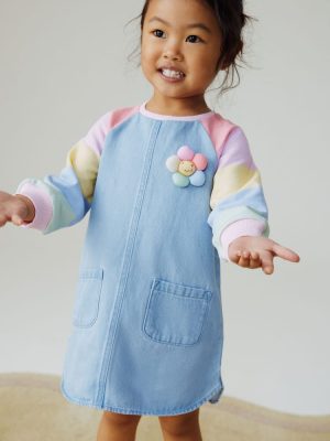 Pastel Rainbow Raglan Denim Dress