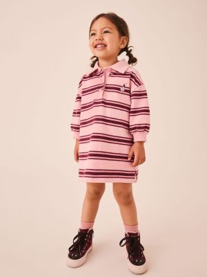 Pink Stripe Long Sleeve Rugby Sweat Dress