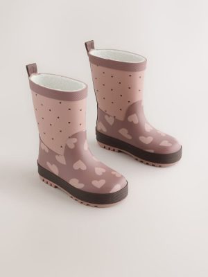 Mocha Brown Hearts Wellies
