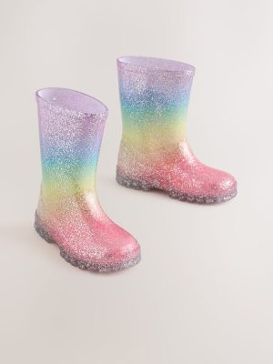 Multi Rainbow Glitter Wellies