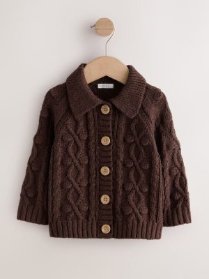 Chocolate Brown Chunky Bobble Cardigan