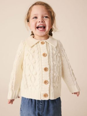 Ecru Chunky Bobble Cardigan