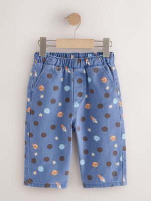Blue Space Pull On Wide Trousers
