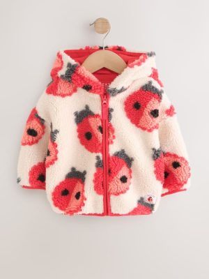 Cream Ladybird Hooded Zip Through Fleece 