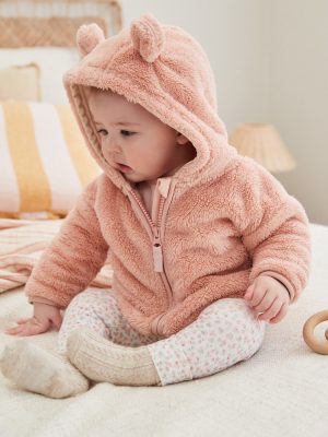 Pink Fleece Baby Hooded Jacket