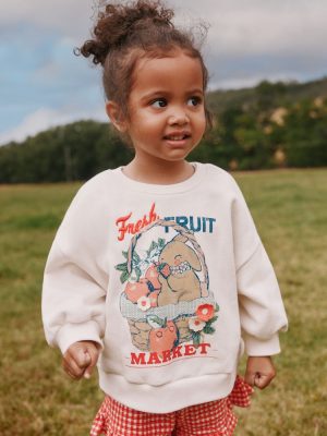 Cream Gingham Fruit Market Crew Neck Sweatshirt & Shorts Set