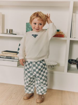 White and Green Long Sleeve Top and Trousers Set