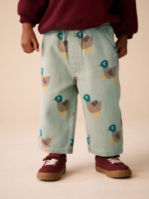 Green Duck Pull On Wide Trousers