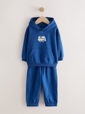 Cobalt Blue Back Print Hoodie and Joggers Set