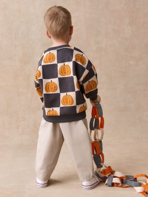 Grey/Cream Pumpkin All Over Printed Crew Neck Sweat Top