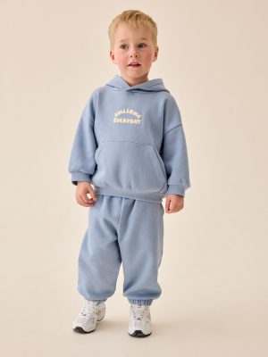 Blue Back Print Hoodie and Joggers Set