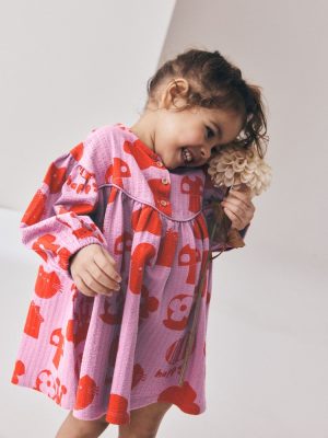 Purple Long Puff Sleeve Dress