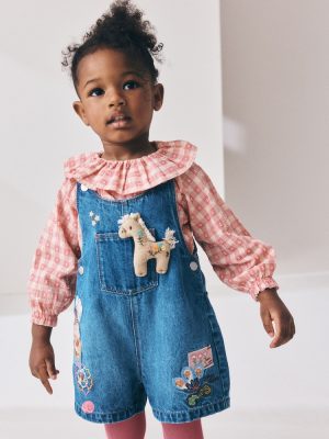 Denim Horse Dungarees Set