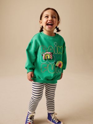 Green Rainbow Sweatshirt & Flare Leggings Set