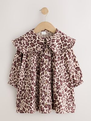 Leopard Long Sleeve Collar Dress