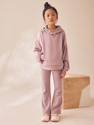 Dusky Pink Hoodie And Kick-Flare Set