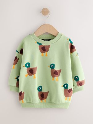 Green Ducks All Over Printed Crew Neck Sweat Top