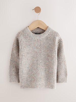 Neutral Knitted Crew Neck Jumper