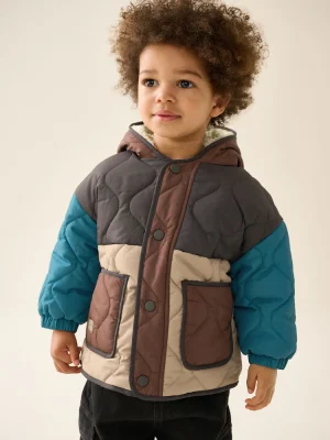 Colour Block Quilted Coat