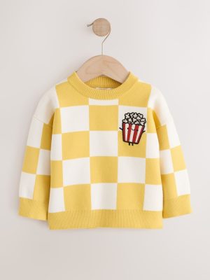 Yellow Popcorn Knitted Crew Neck Jumper