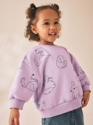 Lilac Purple Bunny Crew Neck Sweatshirt