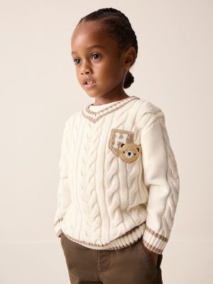 Cable Knit Varsity Jumper