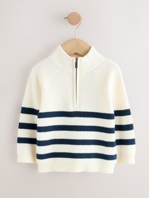 Stripe Knitted Quarter Zip Jumper