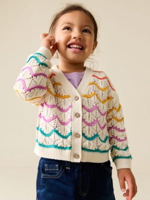 Rainbow Wavy V-Neck Cardigan