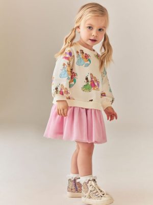 Pink Disney Princesses Sweat Mesh Dress 