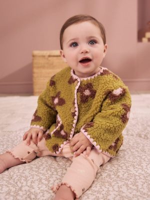 Citrine Floral Borg Button Through Baby Jacket