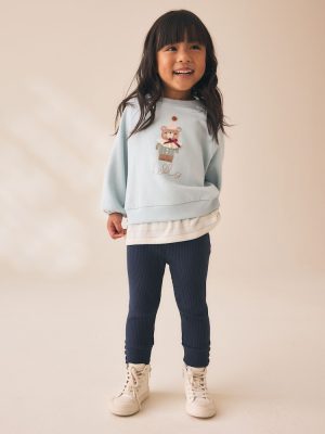 Blue Bear Sweatshirt and Leggings Set