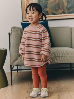 Pink/Cream Stripe Sweatshirt and Leggings Set