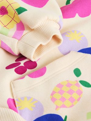 Cream Fruit Zip Through Hoodie