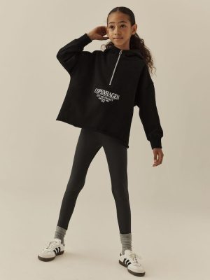 Black Hoodie and Rib Leggings Set
