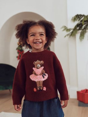 Burgundy Red Nutcracker Bear Christmas Jumper