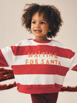 Red Stripe Santa Crew Neck Sweatshirt